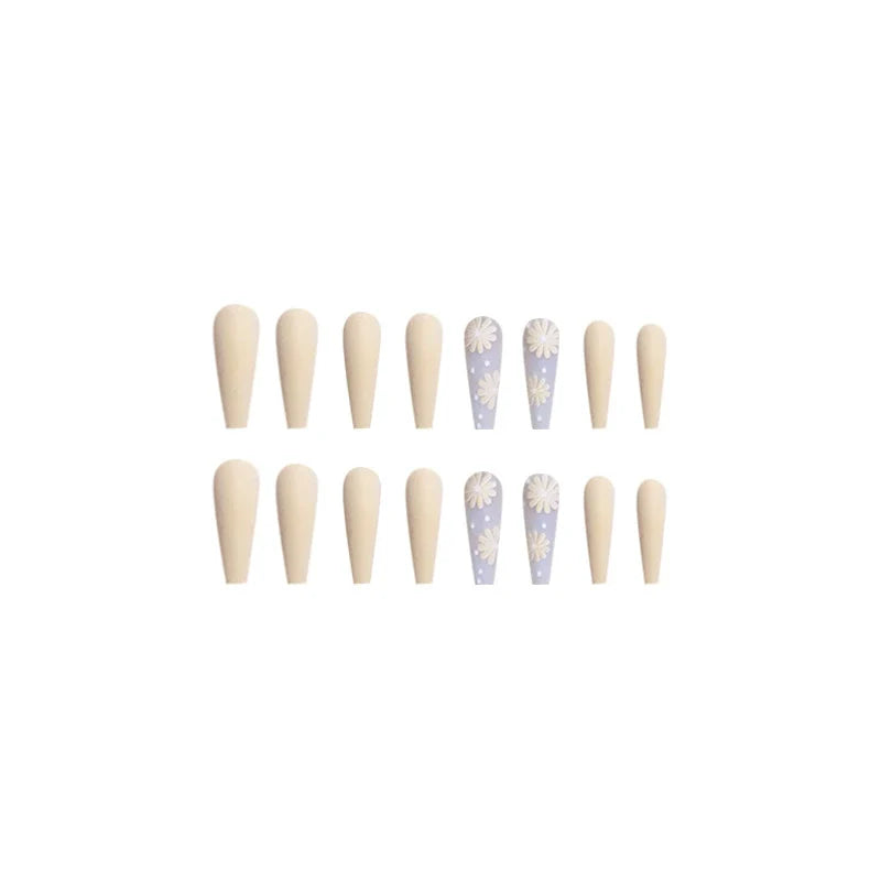 Golden Daisy Long Press-On Nails - góc chụp 1