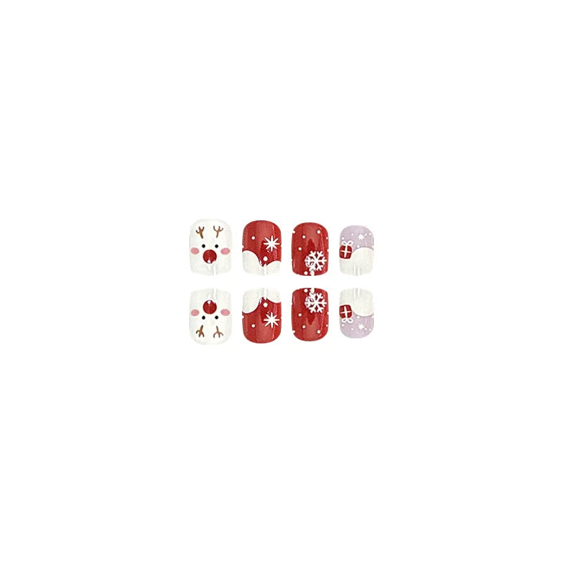 Red-Nosed Reindeer Square Christmas Nails