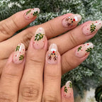 Press-on-nail White Reindeer French Christmas Press On Nails | Elegant Winter Style | Reusable Nail Set 1
