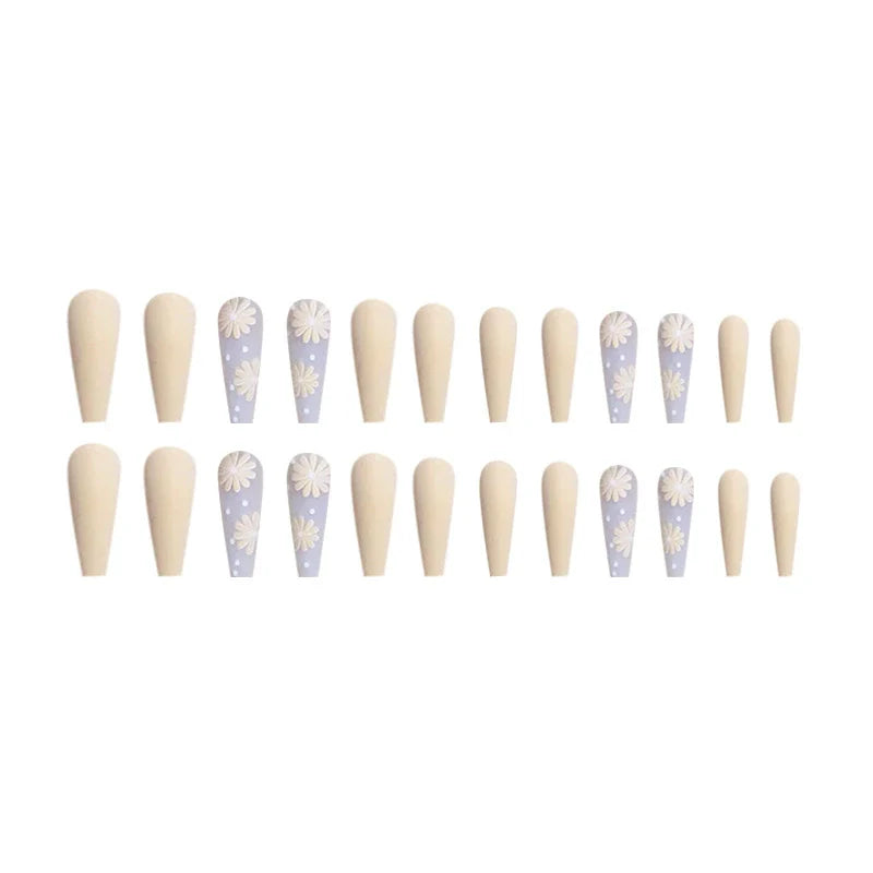 Golden Daisy Long Press-On Nails