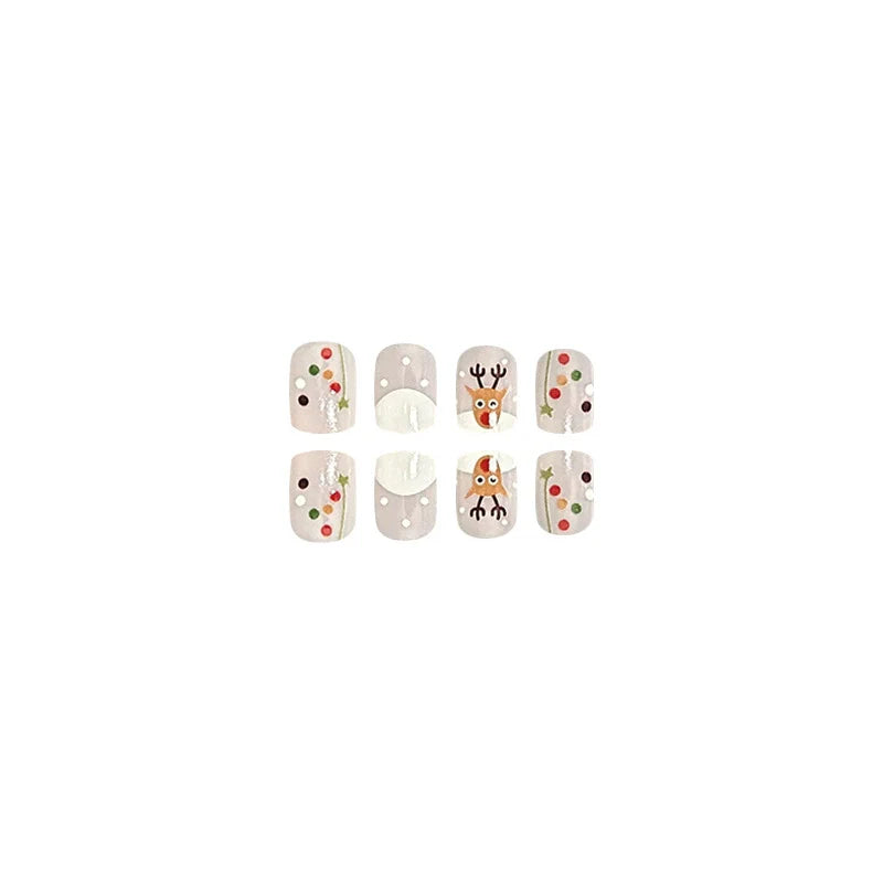 Milky White Reindeer Winter Nails
