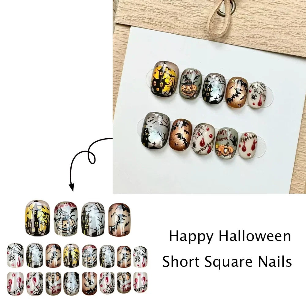 Gothic Bloody Skull Halloween Press-On Nails