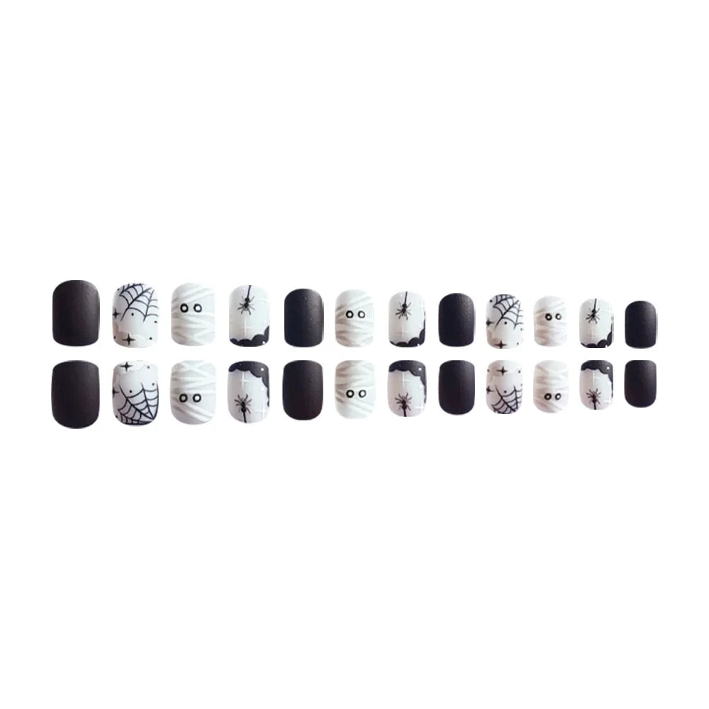 White Spiderweb Halloween Press-On Nails