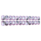 Press-on-nail Purple Cat Eye Bat & Spider Web Halloween Press On Nails | Gothic Halloween Style | Reusable Nail Set 5