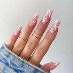 Ballet French Sunflower Press On Nails | Elegant Floral Style | Reusable Nail Set