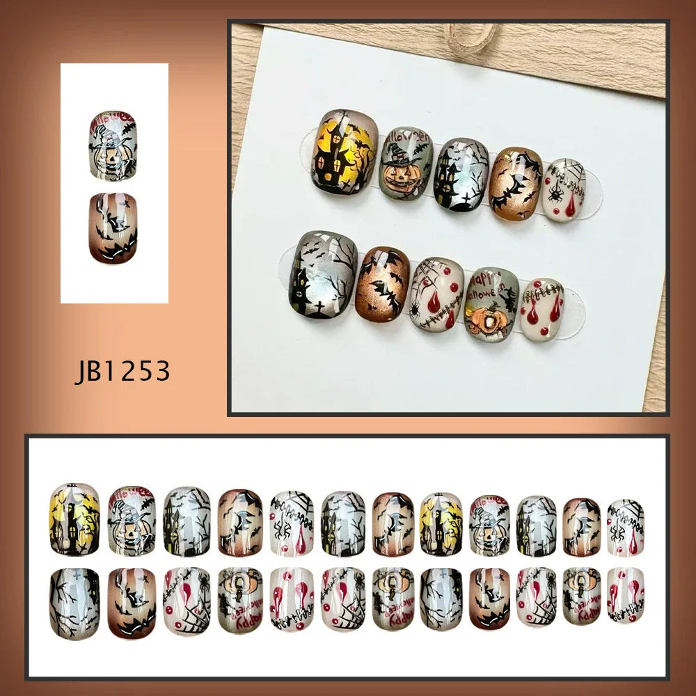 Gothic Bloody Skull Halloween Press-On Nails