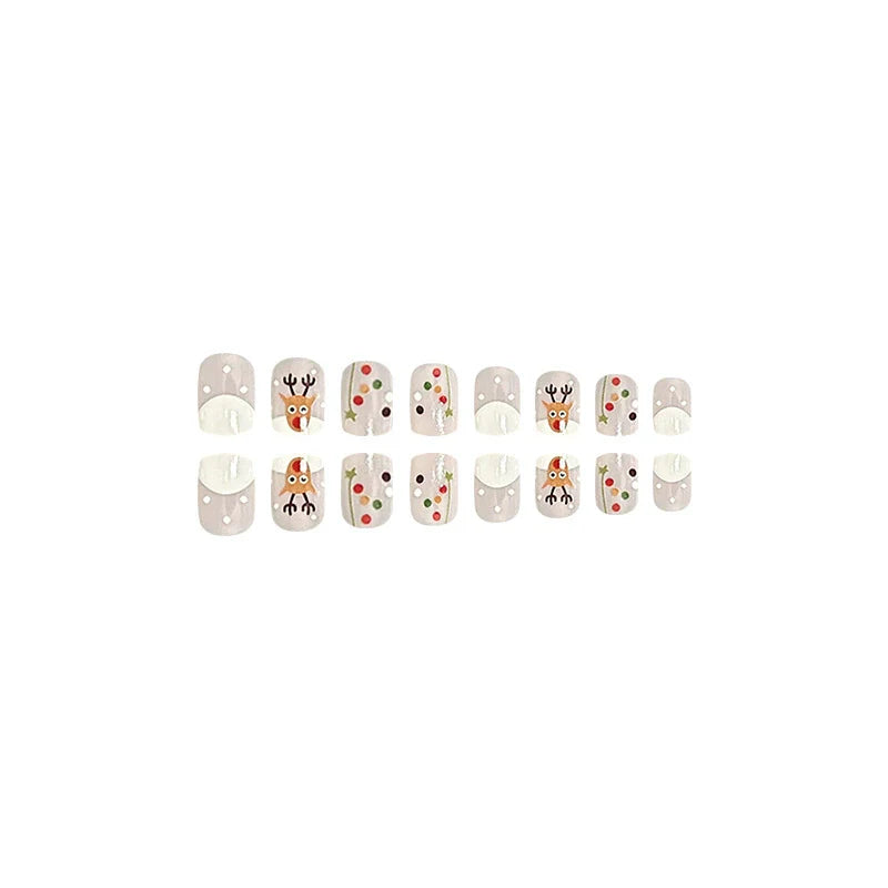 Milky White Reindeer Winter Nails