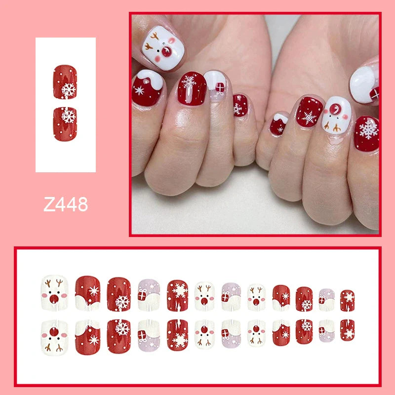 Red-Nosed Reindeer Square Christmas Nails