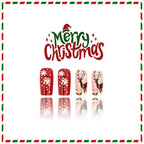 Press-on-nail Red & White Christmas Tree Reindeer Press On Nails | Festive Holiday Style | Reusable Nail Set 4