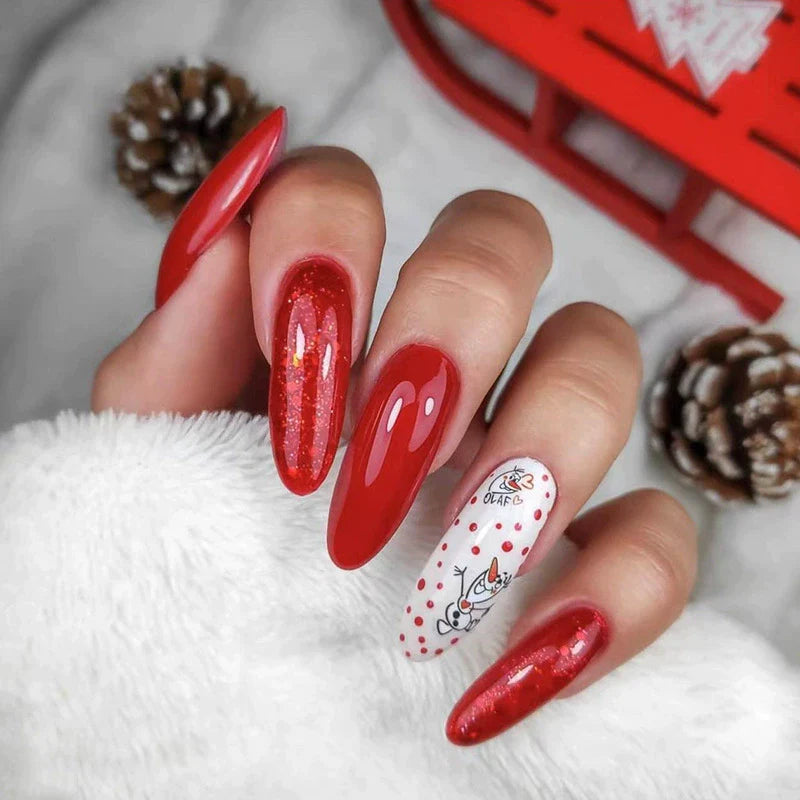 Glitter Antler Snowflake Premium Christmas Nails