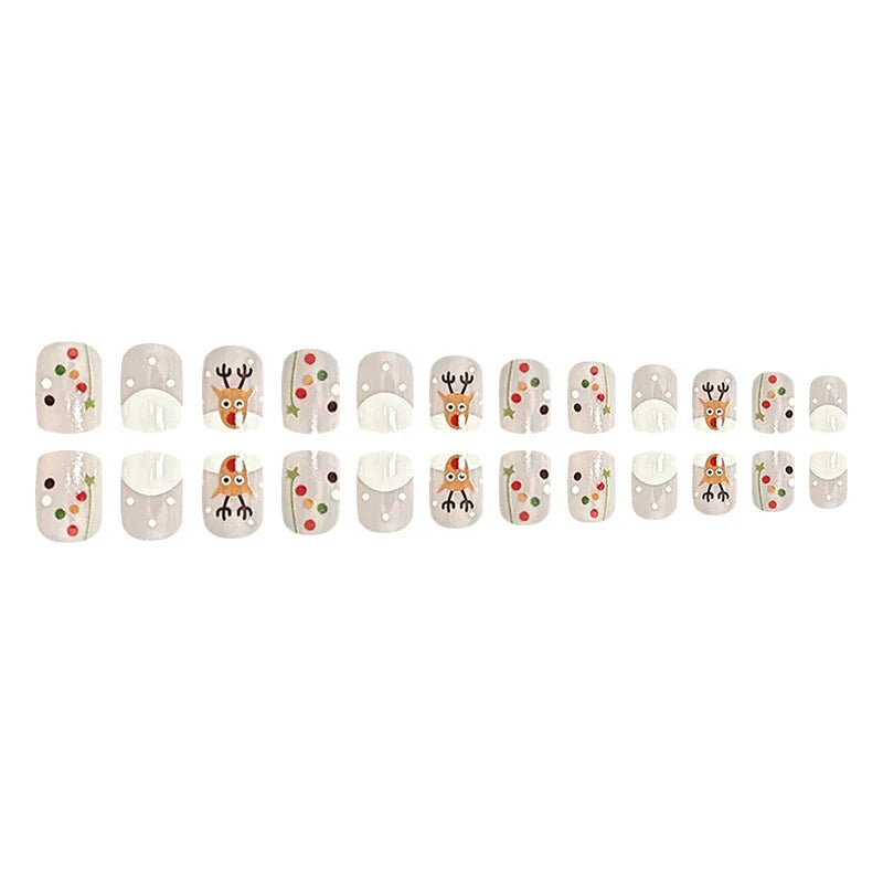 Milky White Reindeer Winter Nails