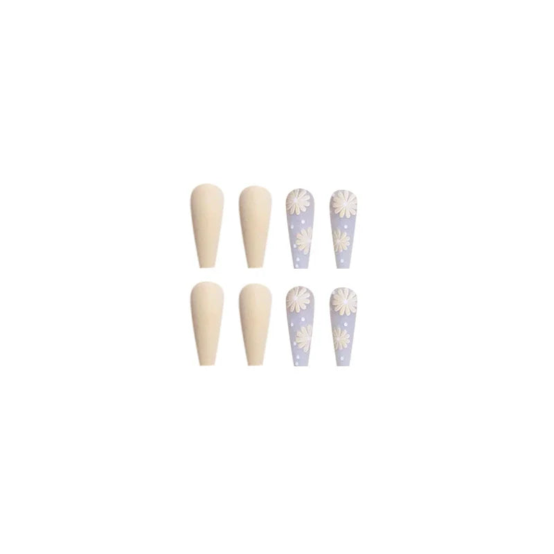 Golden Daisy Long Press-On Nails