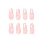 Ballet French Sunflower Press On Nails | Elegant Floral Style | Reusable Nail Set