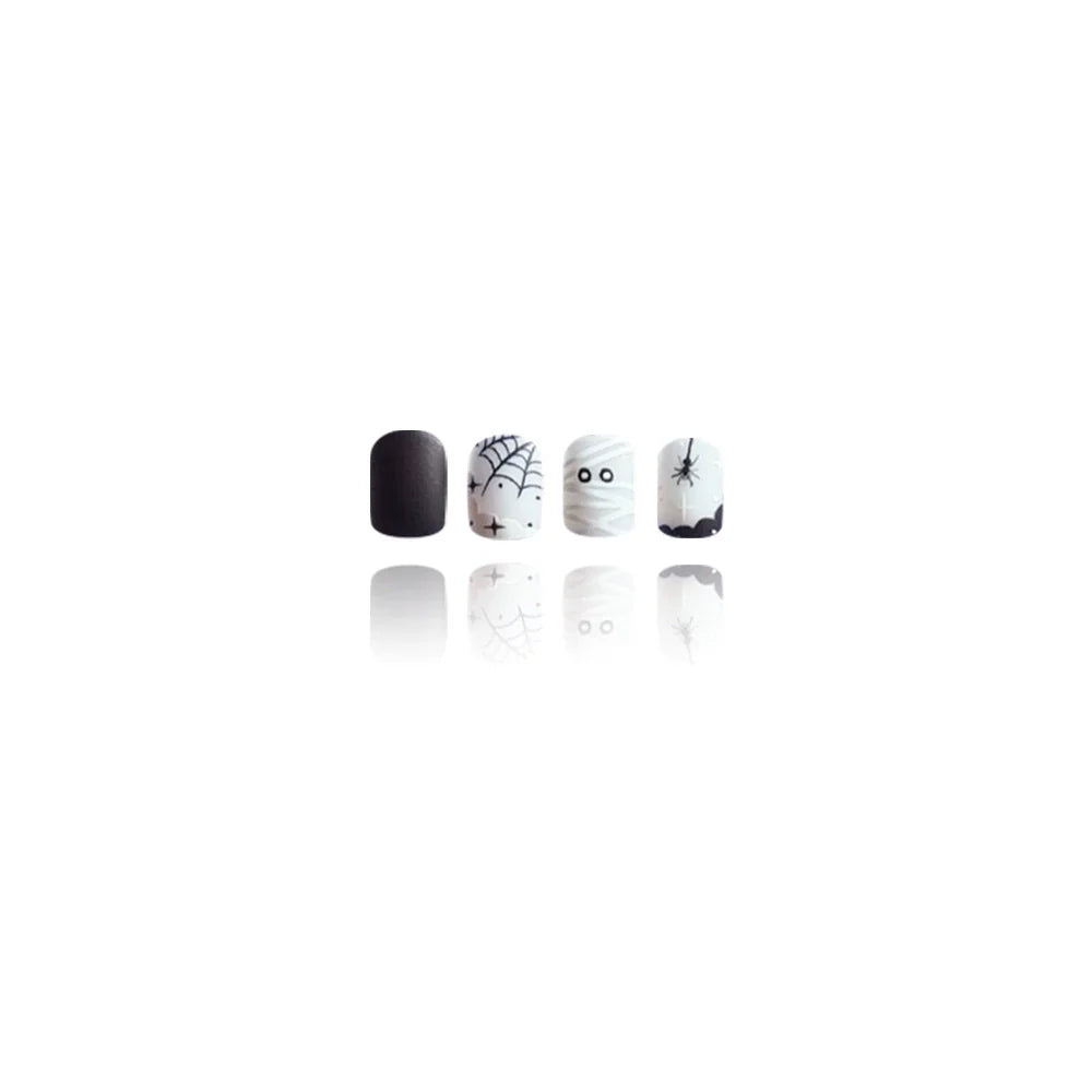 White Spiderweb Halloween Press-On Nails