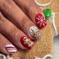 Gingerbread Man Snowflake Red Christmas Nails