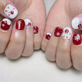 Red-Nosed Reindeer Square Christmas Nails