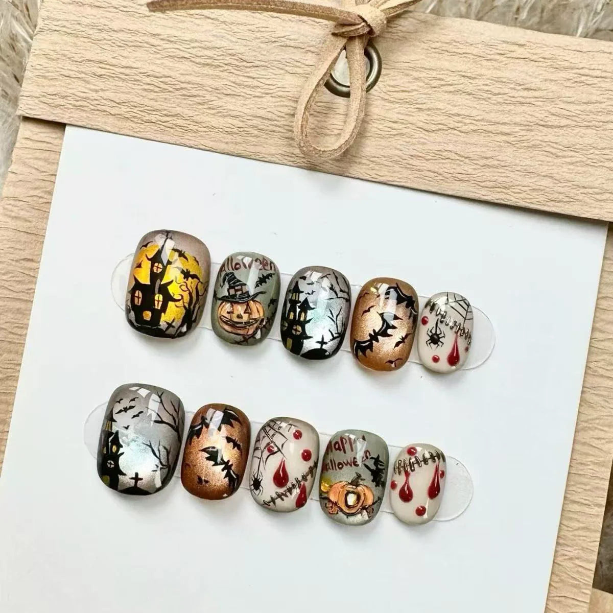 Gothic Bloody Skull Halloween Press-On Nails