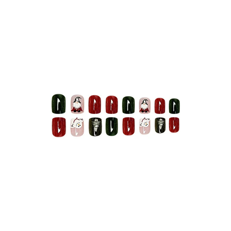 Santa & Snowman Red Green Christmas Nails