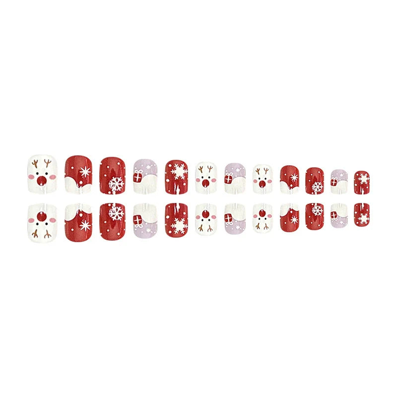 Red-Nosed Reindeer Square Christmas Nails