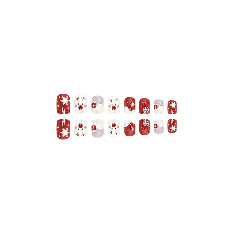 Red-Nosed Reindeer Square Christmas Nails