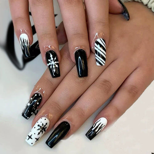 Glitter Antler Snowflake Premium Christmas Nails