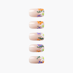 Press-on-nail Purple Spring Floral Jelly French Press On Nails | Fresh Floral Style | Reusable Nail Set 6