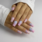 Press-on-nail Rainbow Star Square French Press On Nails | Cute Y2K Style | Reusable Nail Set 1