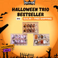 Halloween Trio Bestseller | Pumpkin Ghost + Purple Cat Eye + Gothic Skull | 3 Reusable Nail Sets