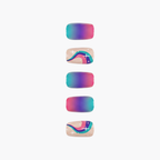 Press-on-nail Rainbow Star Square French Press On Nails | Cute Y2K Style | Reusable Nail Set 3